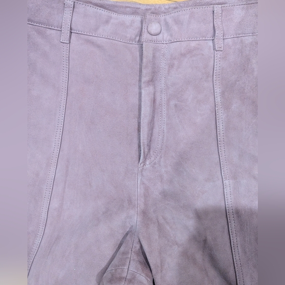Sezane Damiano Trousers in Wisteria 100% Suede Sz 40 / US 8 - Picture 4 of 10